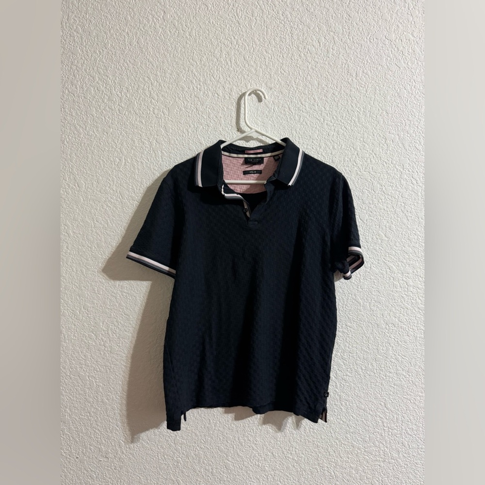 Ted Baker Navy Polo with Pink Accents